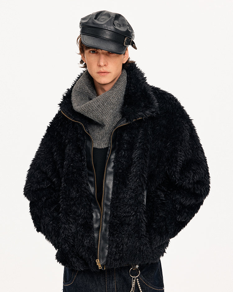 MADWITCH PATCHWORK SHEARLING COLLAR JACKET #256152