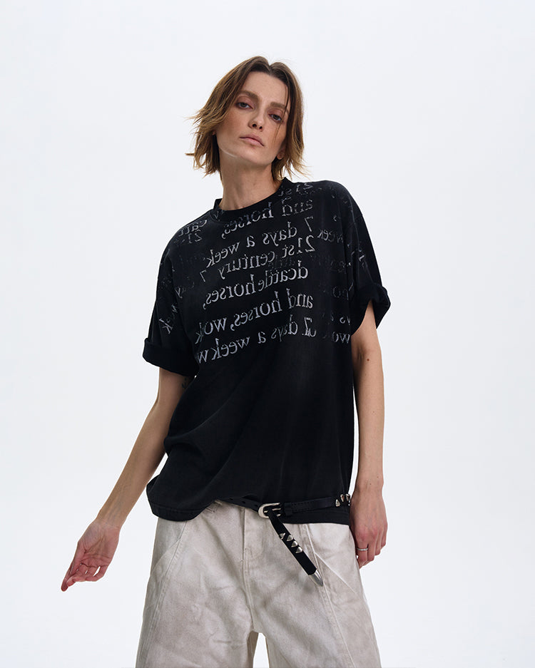 MADWITCH GRADIENT LETTER PRINT T-SHIRT #MD4150
