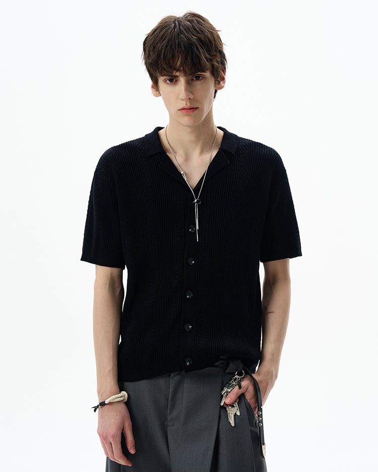 MADWITCH OLD MONEY CABLE KNIT SHIRT #68827