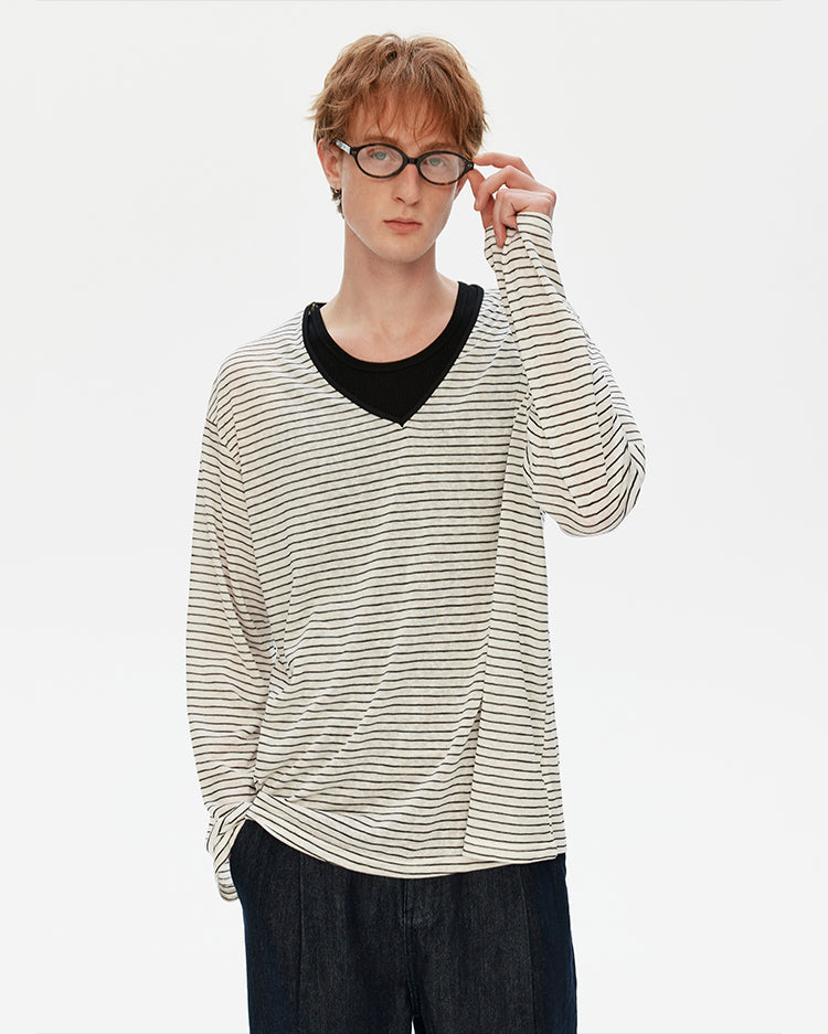 MADWITCH V-NECK LONG TEE #AM2079