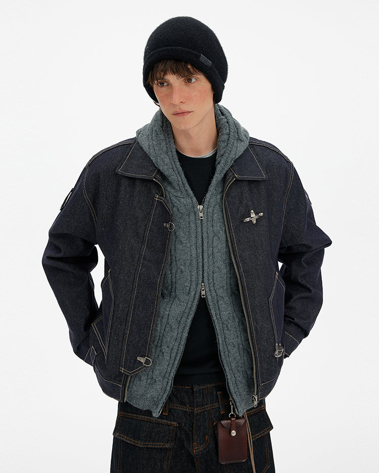 MADWITCH DECONSTRUCTED FLIGHT DENIM JACKET #DY3002