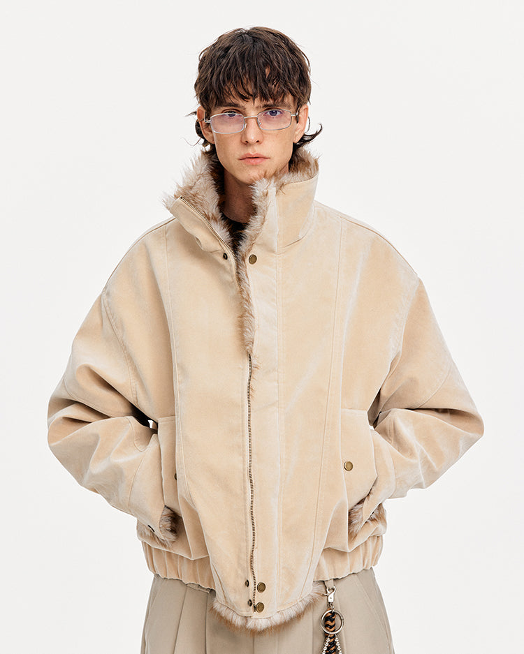 MADWITCH SUEDE STAND COLLAR QUILTED JACKET #AW25172