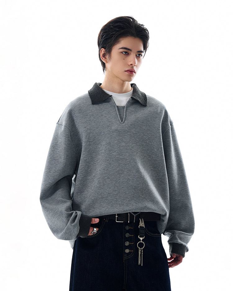 MADWITCH V-NECK MINIMALIST SWEATSHIRT #L567