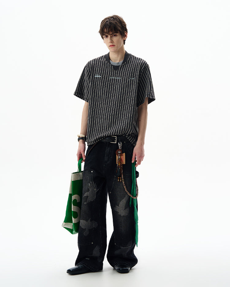 MADWITCH VINTAGE STRIPED TEE #X006