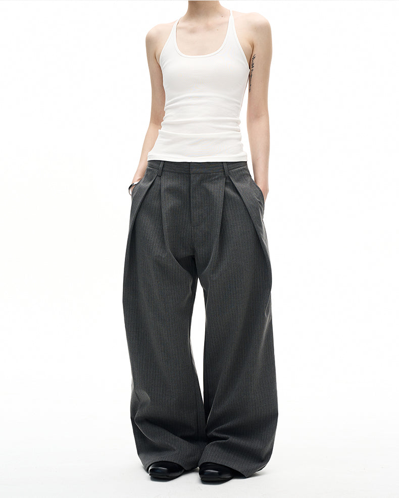 MADWITCH STRIPED WIDE LEG TROUSERS #C923