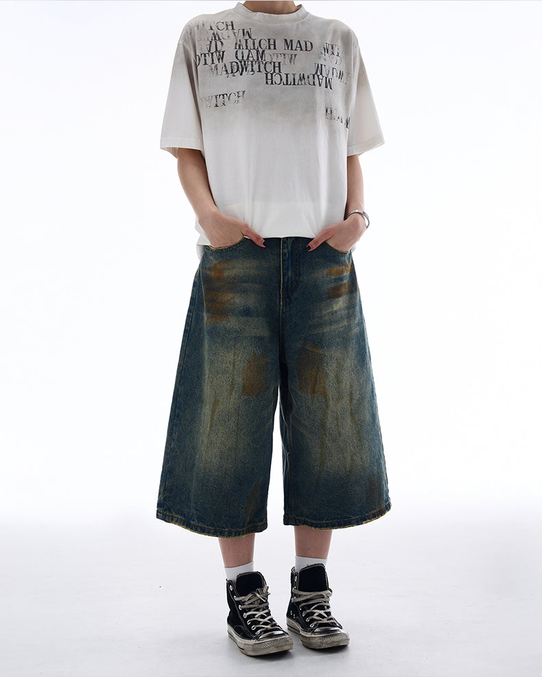 MADWITCH VINTAGE WIDE-LEG CROP JEANS #NZ7319