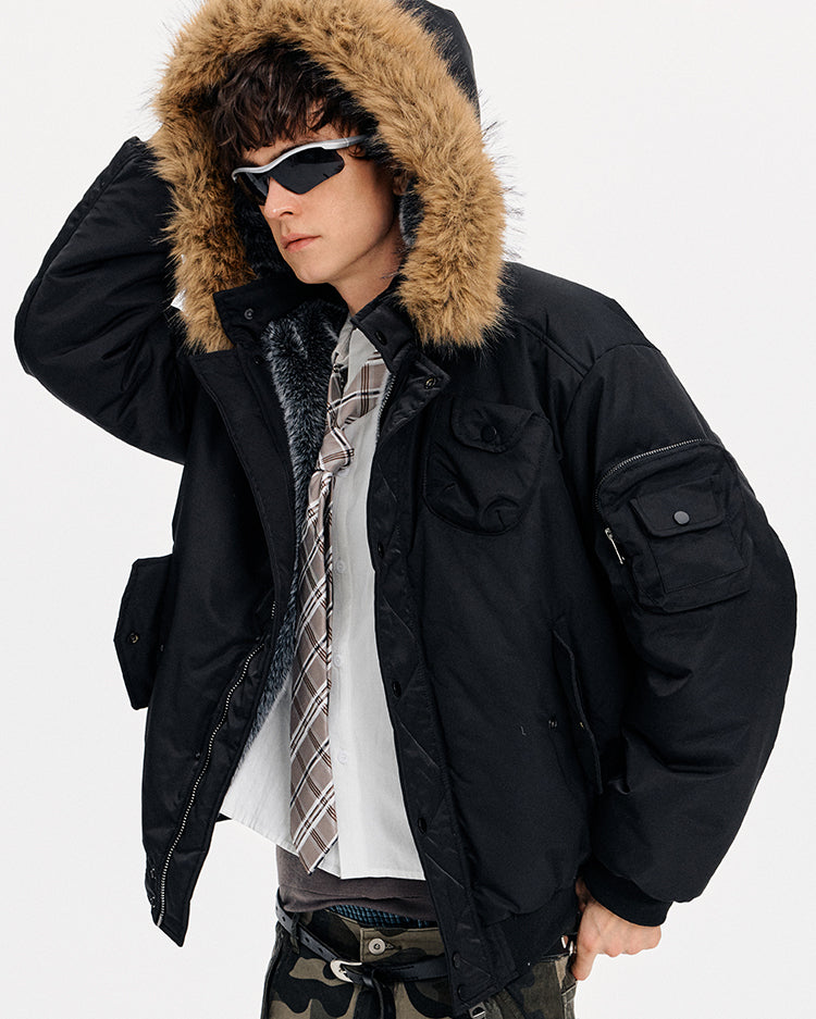 MADWITCH DETACHABLE HOOD QUILTED JACKET #IN058