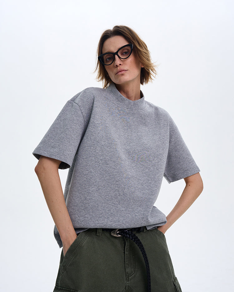 MADWITCH MINIMALIST SMALL COLLAR T-SHIRT #241316
