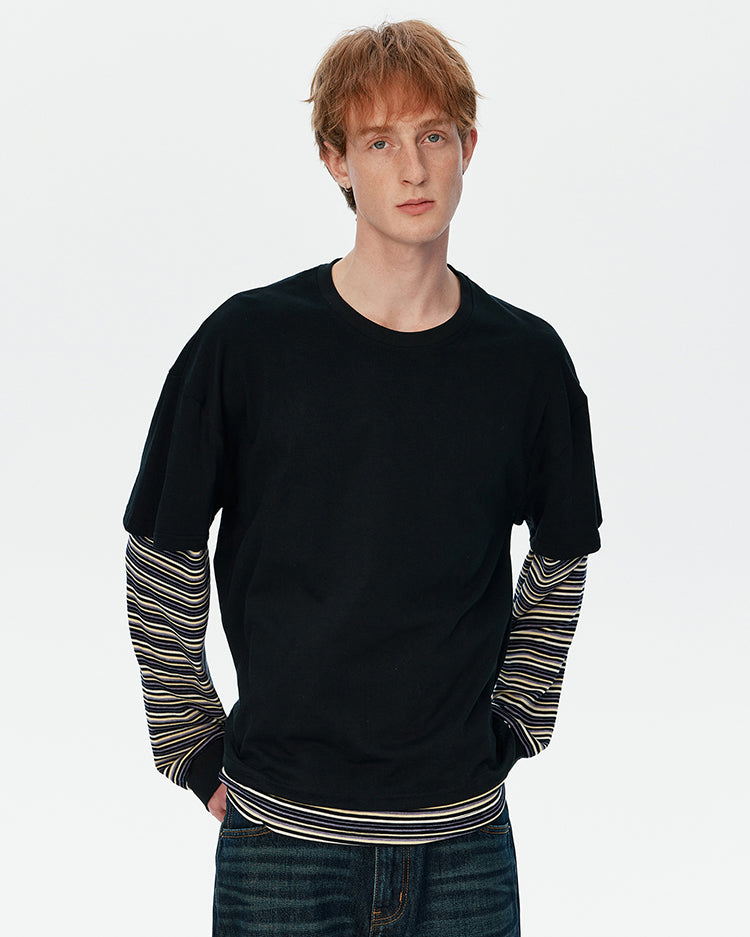 MADWITCH PATCHWORK FAUX LAYER TEE #26008