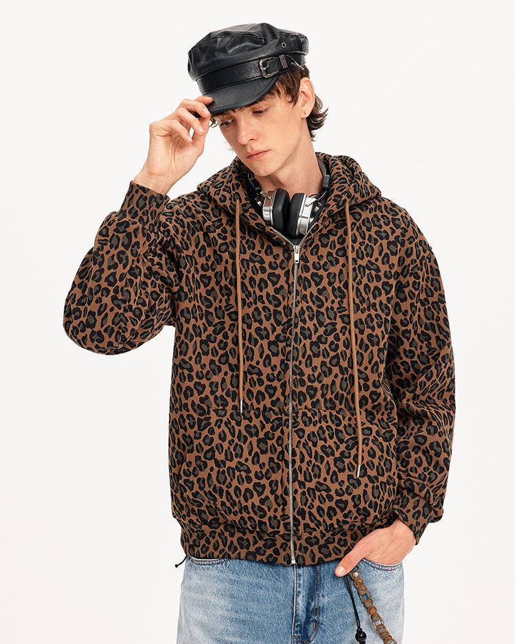 MADWITCH LEOPARD HOODED SWEATSHIRT JACKET #CW1327