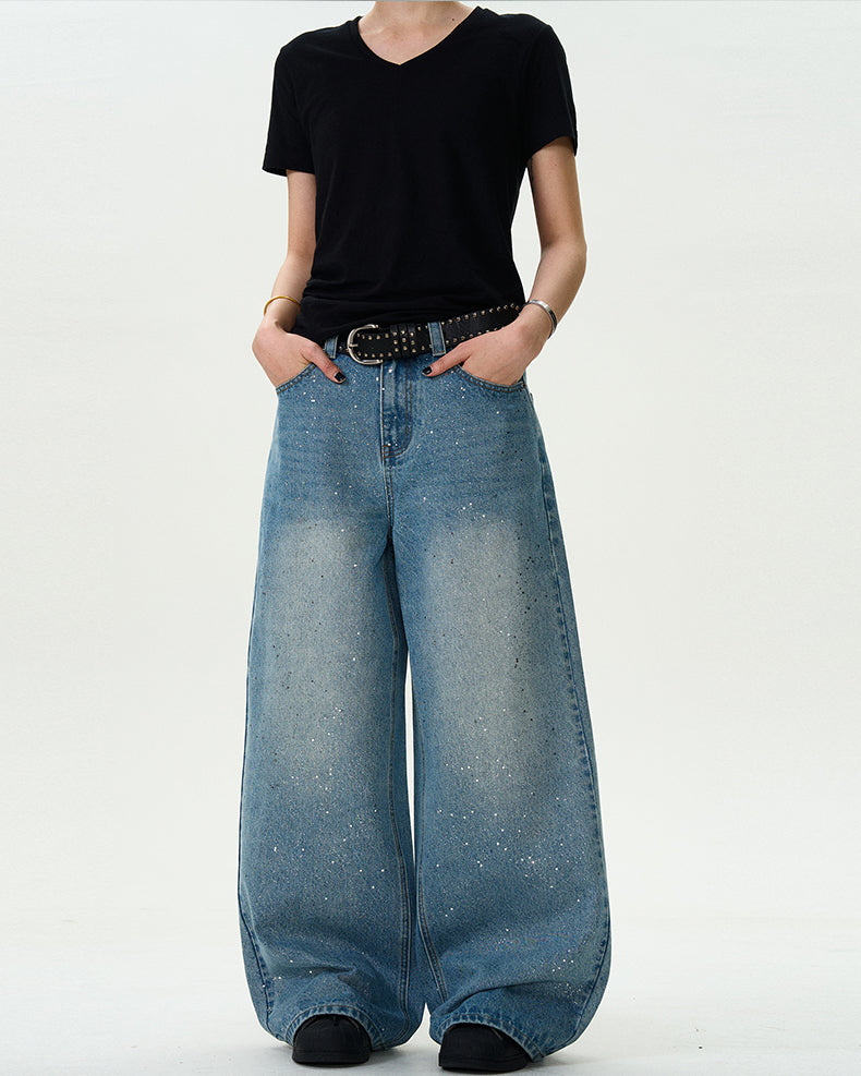 MADWITCH STAR PRINT WASHED DENIM JEANS #WHOA083