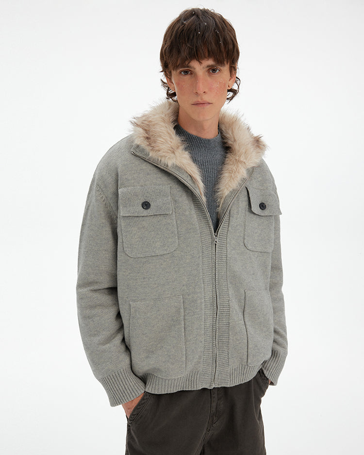 MADWITCH ATMOSPHERIC FUR COLLAR CARDIGAN #6003