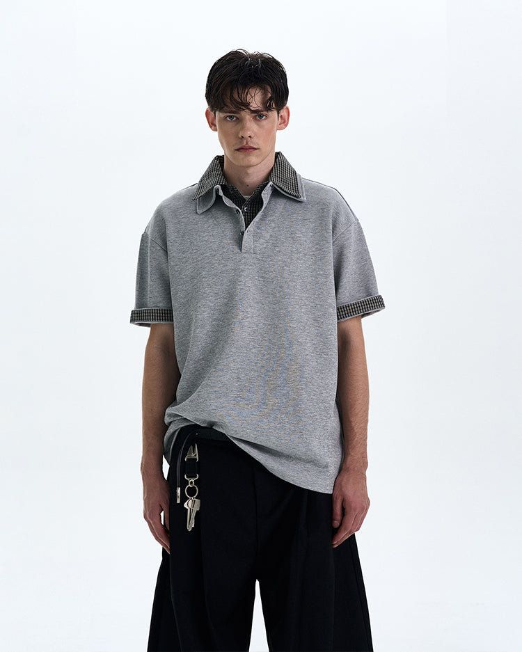 MADWITCH PLAID TURN-DOWN COLLAR SHORT SLEEVE SHIRT #C1768C25