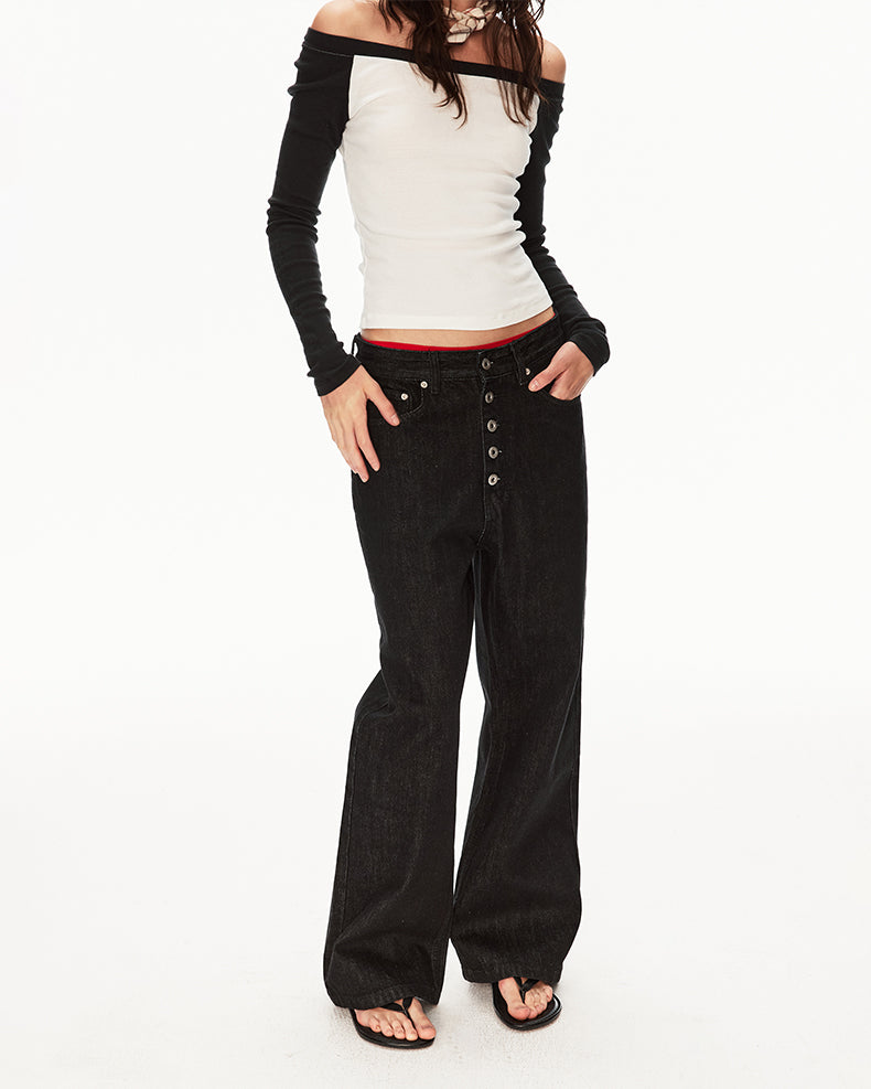 MADWIT VINTAGE BUTTON JEANS #G6969