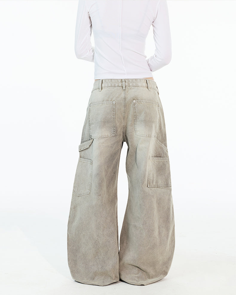 MADWITCH DISTRESSED WIDE WORK PANTS #G6924
