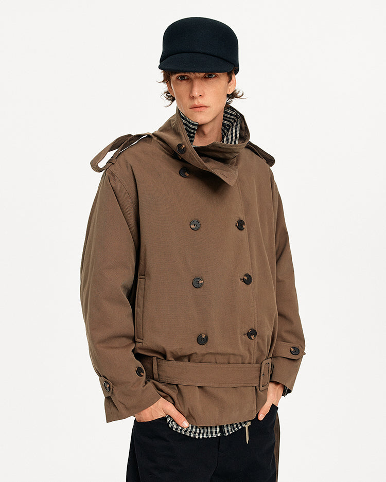 MADWITCH DOUBLE BREASTED STAND COLLAR COAT #BM434