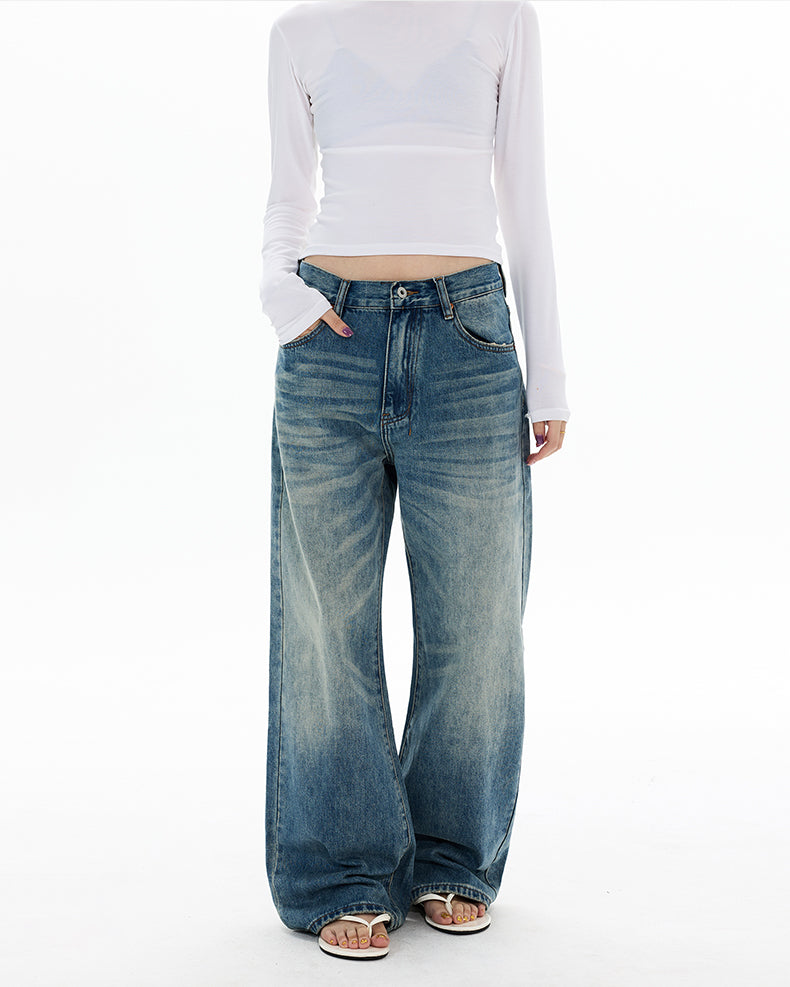 MADWITCH VINTAGE WASHED WIDE LEG JEANS #CK5550