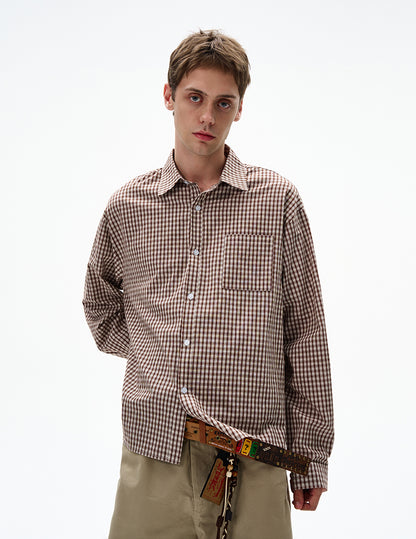 MADWITCH UNISEX VINTAGE PLAID LONG SHIRT #CR6215