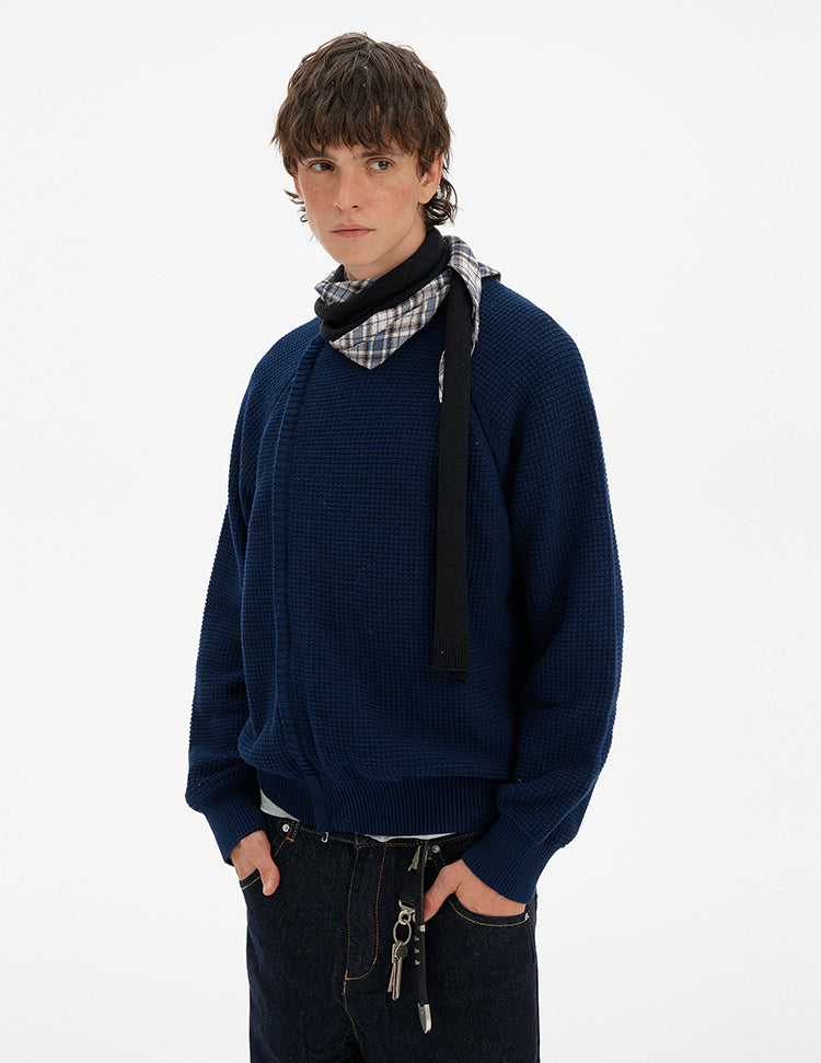 MADWITCH RETRO PATCHWORK CREW SWEATER #YH25011