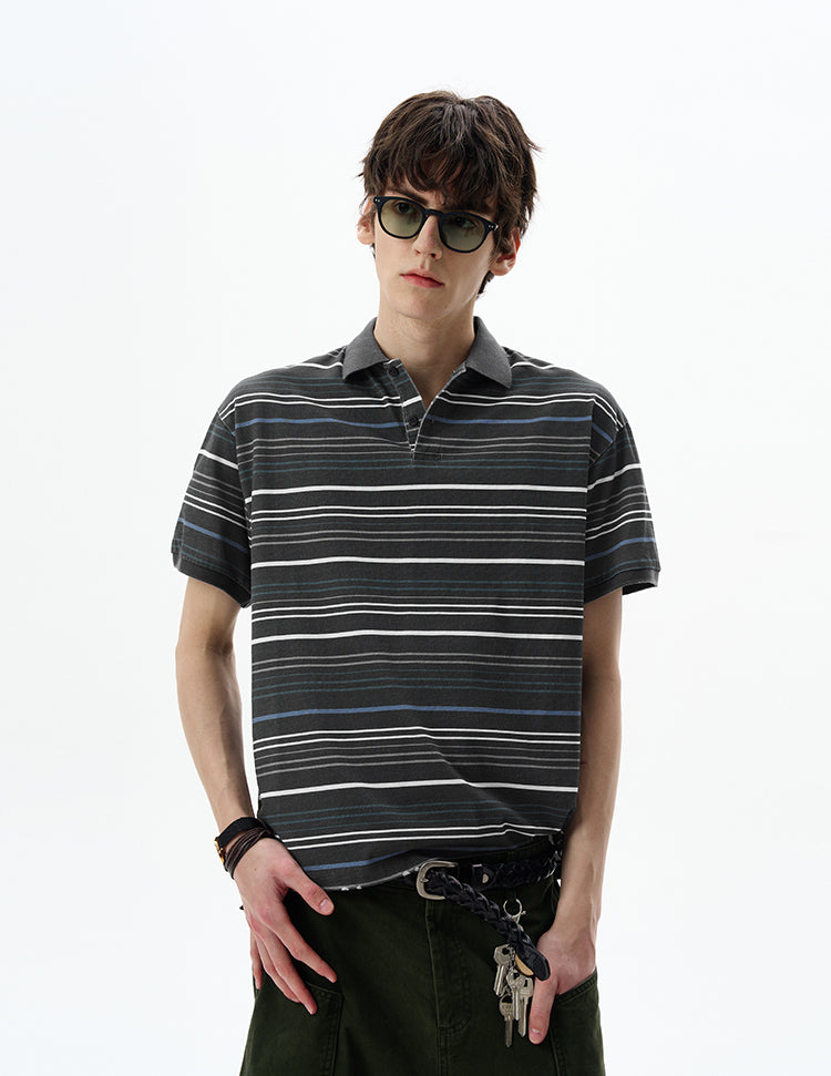 MADWITCH STRIPED POLO SHIRT #0244