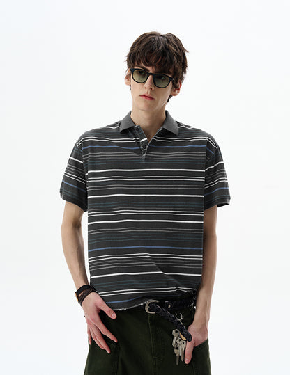 MADWITCH STRIPED POLO SHIRT #0244