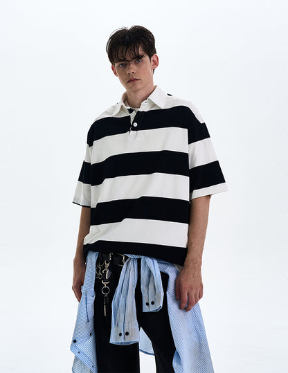 MADWITCH STRIPED LOOSE-FIT T-SHIRT #MD4178