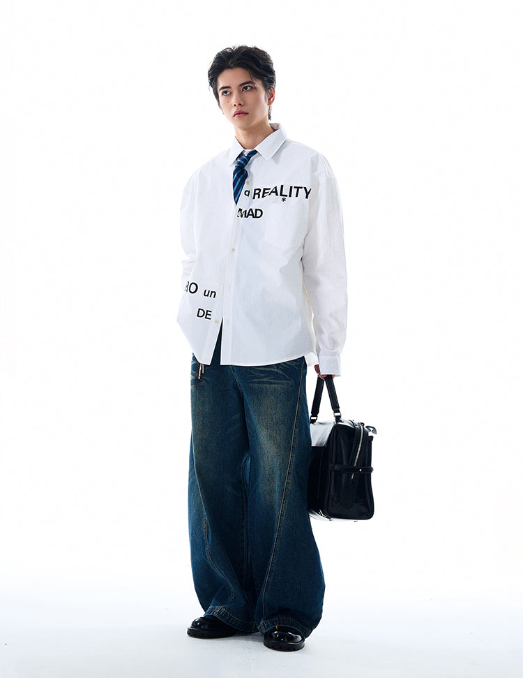 MADWITCH PRINTED WHITE SHIRT #MD4138