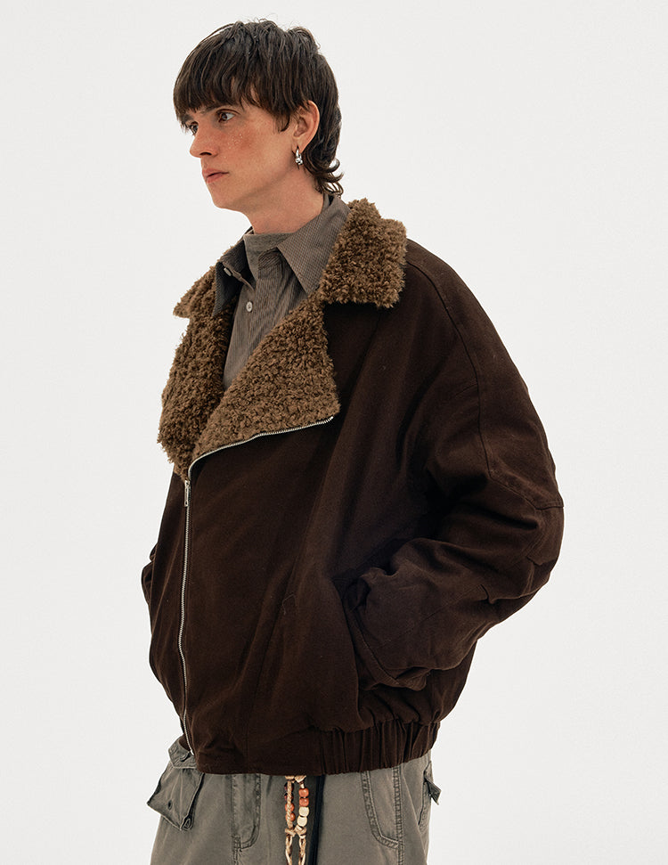 MADWITCH DIAGONAL FUR JACKET #MY0212