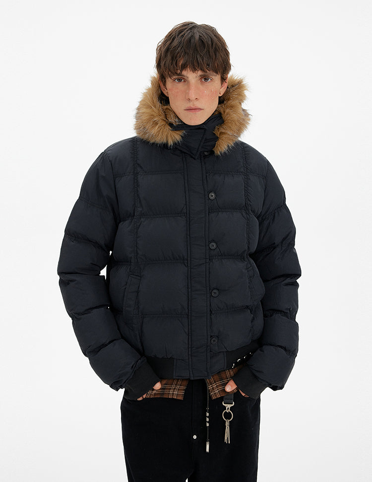 MADWITCH HOODED FUR COLLAR PUFFER JACKET #MF8602