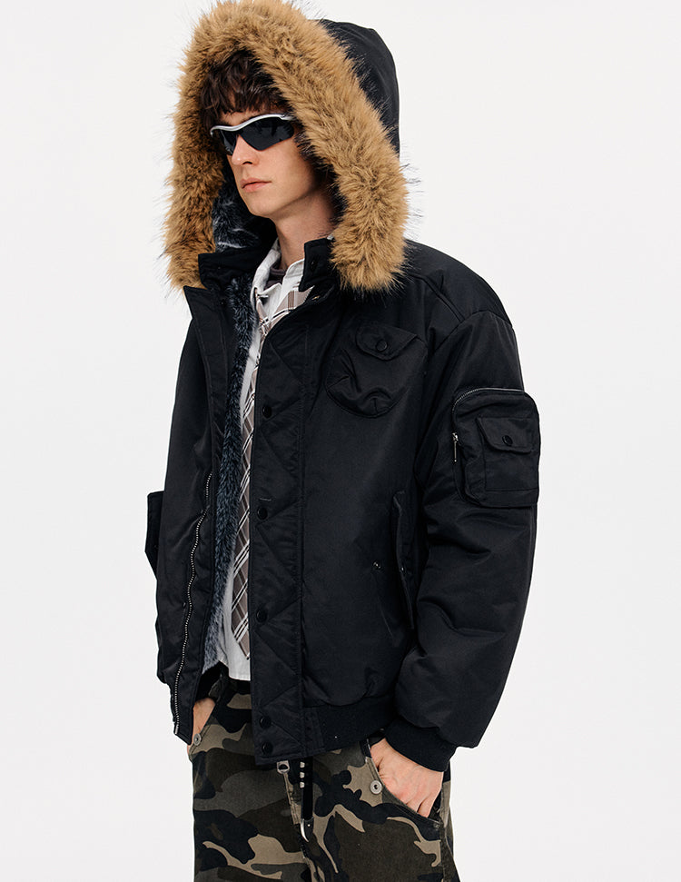 MADWITCH DETACHABLE HOOD QUILTED JACKET #IN058