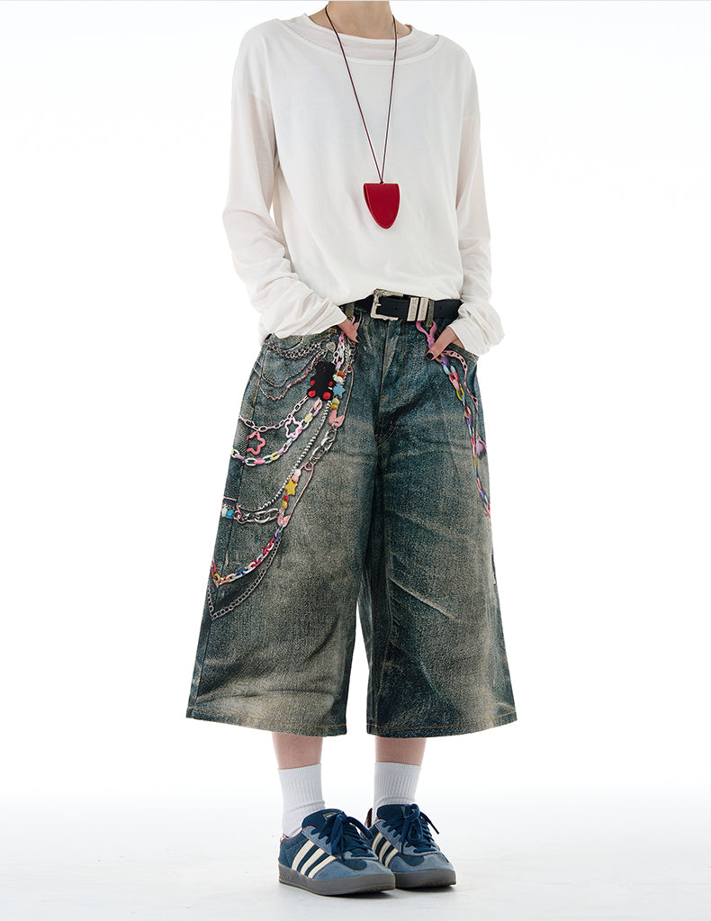 MADWITCH 3D PRINT DENIM PANTS #G6830