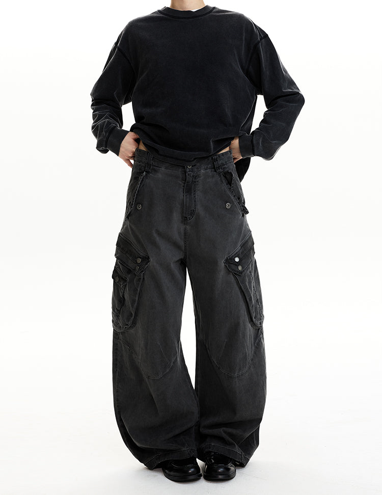 MADWIT DISTRESSED WIDE WORK PANTS #CK6932