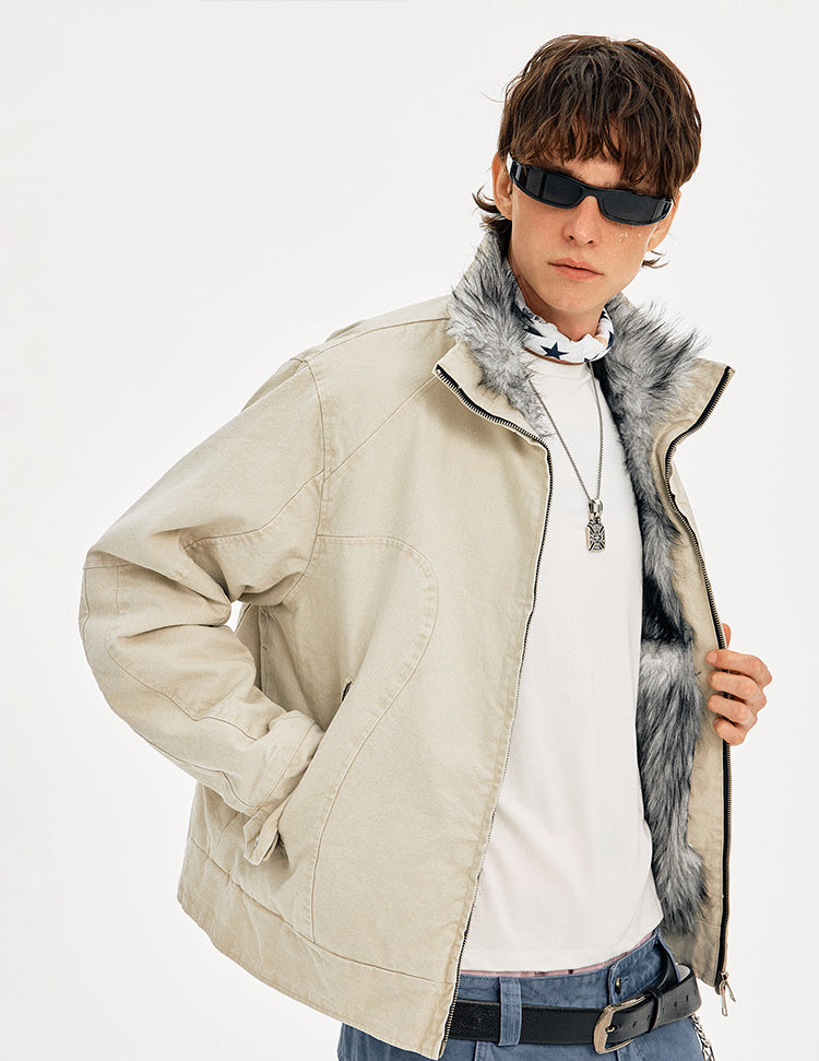 MADWITCH DECONSTRUCTED VINTAGE QUILTED FUR JACKET #AW25163