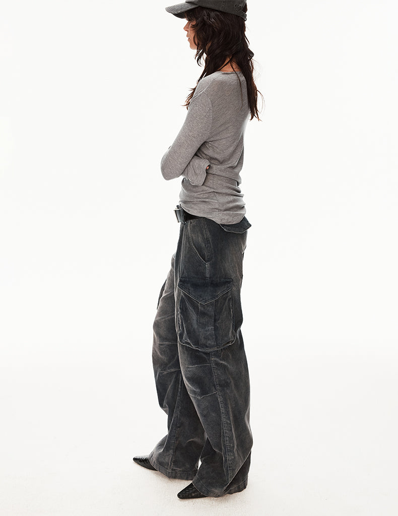 MADWIT DISTRESSED CORDUROY PANTS #Z041