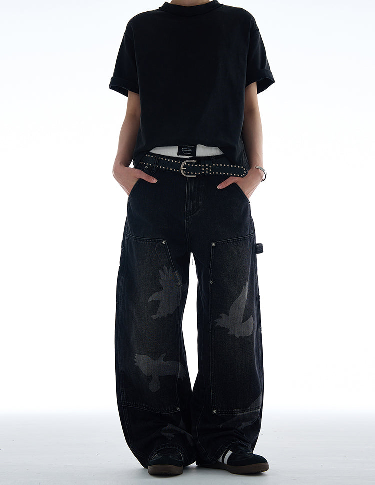 MADWITCH AMERICAN STYLE PEACE DOVE PRINT DENIM JEANS #CK9575