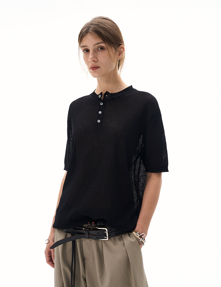 MADWITCH LACE KNIT SHORT SLEEVE TOP #M367