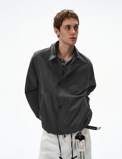 MADWITCH LEATHER-TRIMMED CASUAL TOP #M1005