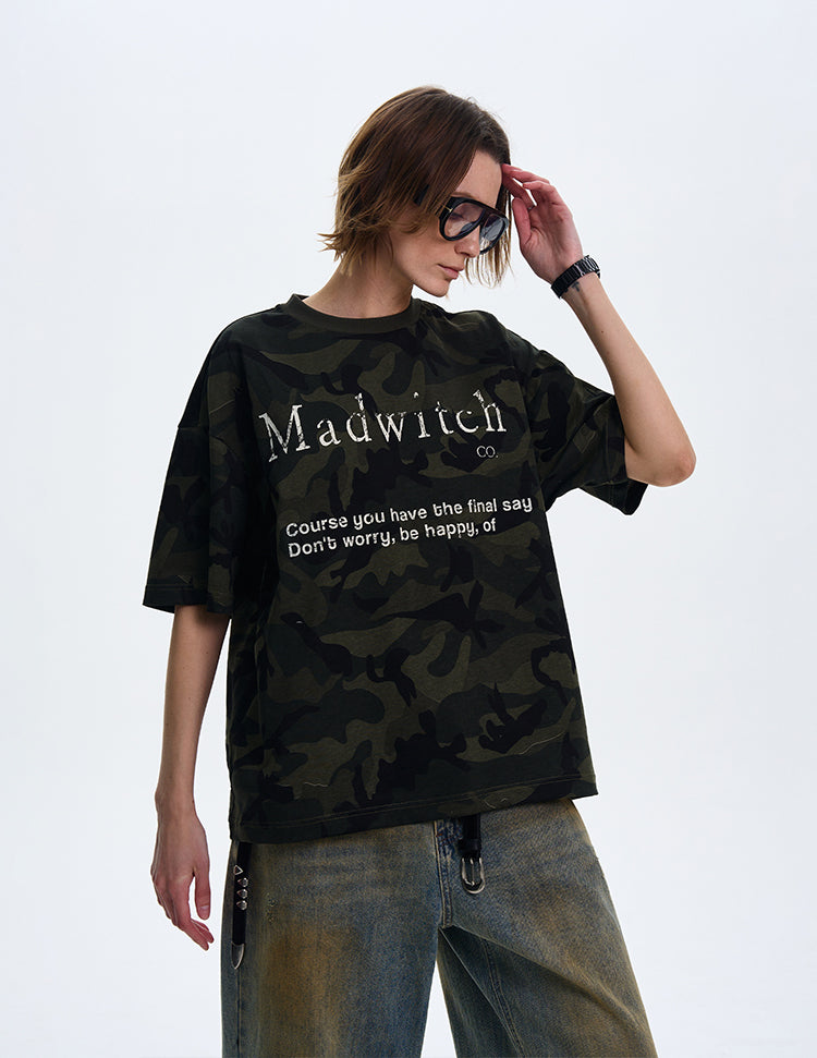 MADWITCH CAMO PRINT SHORT-SLEEVE T-SHIRT #MD4152