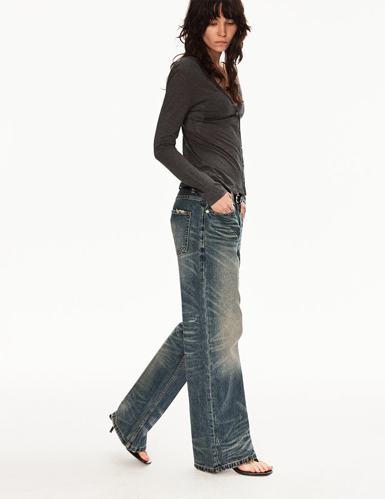 MADWIT WASHED STRAIGHT JEANS #GD003