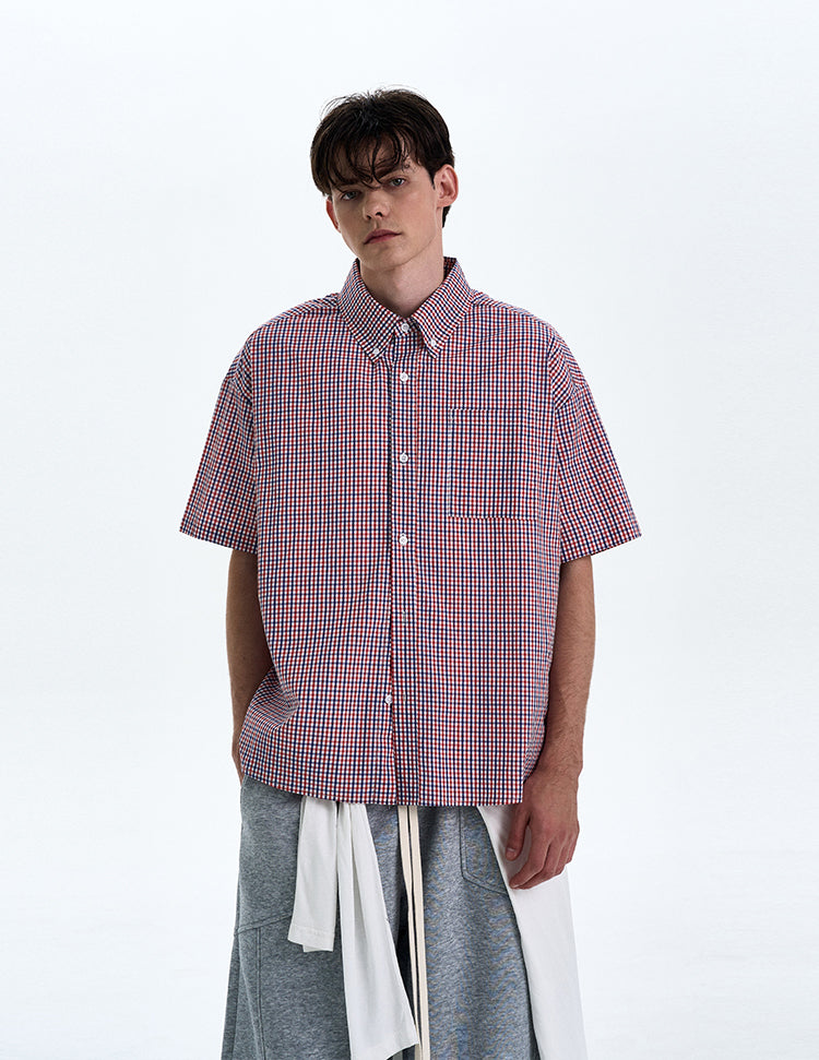 MADWITCH CHECKERED SHORT SLEEVE SHIRT #CR217