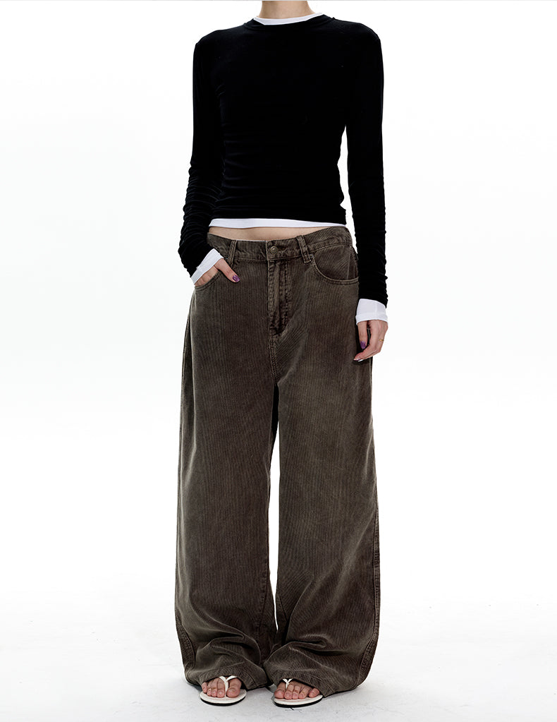 MADWITCH WASHED CORDUROY STRAIGHT JEANS #GPC3571