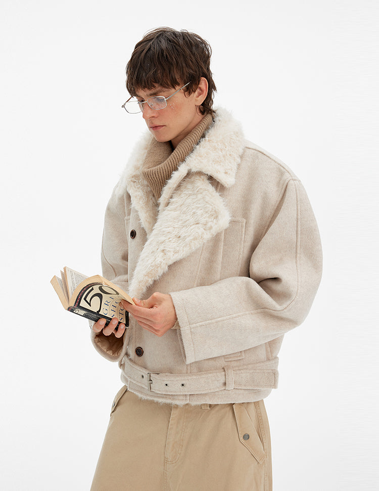 MADWITCH RETRO DOUBLE-BREASTED FUR PARKA #880560