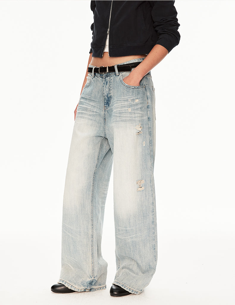 MADWIT DISTRESSED FADED JEANS #WH0A125