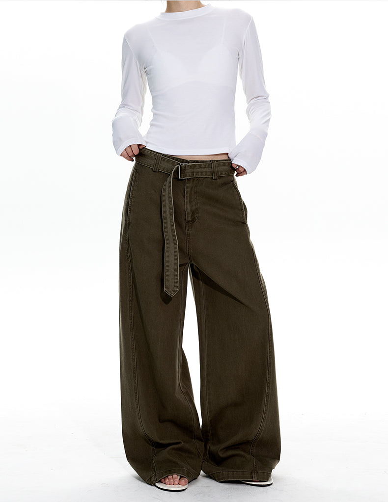 MADWITCH BELT DETAIL WIDE LEG JEANS #CK6919