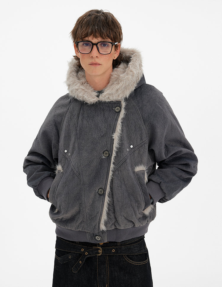 MADWITCH PATCHWORK FUR COLLAR PARKA JACKET #246031