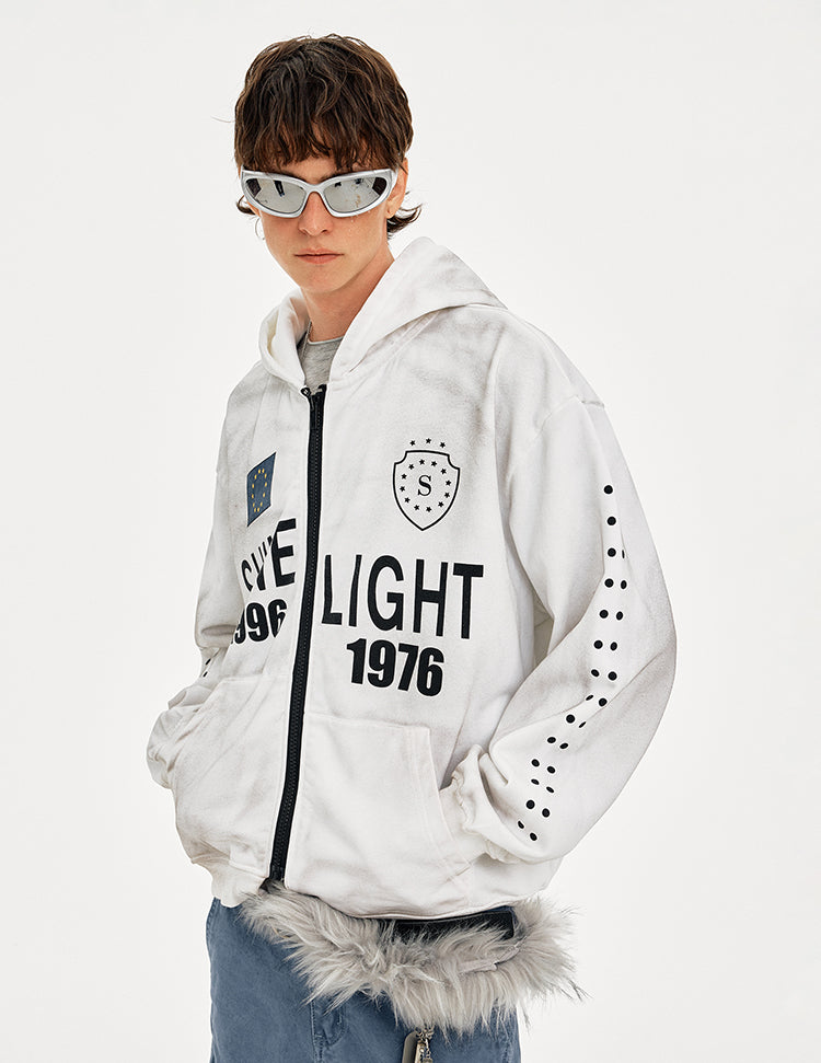 MADWITCH VINTAGE HOODED SWEATSHIRT LETTER PRINT #AW25169