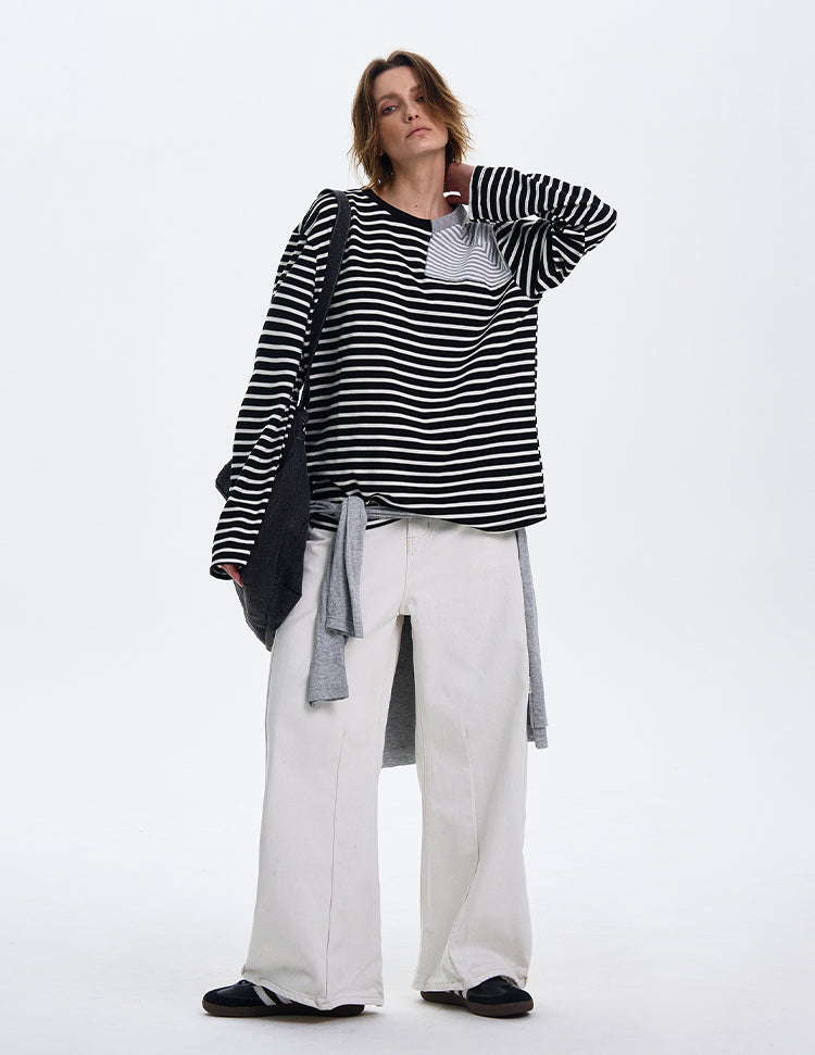MADWITCH STRIPED CONTRAST LONG SLEEVE #SD12