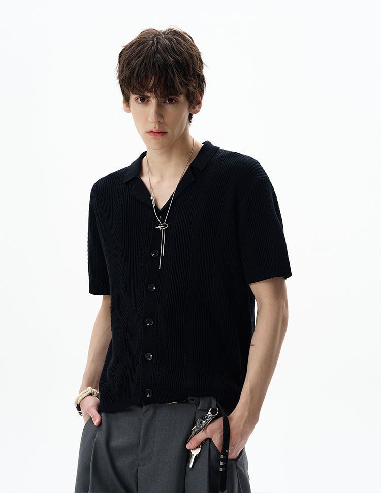 MADWITCH OLD MONEY CABLE KNIT SHIRT #68827