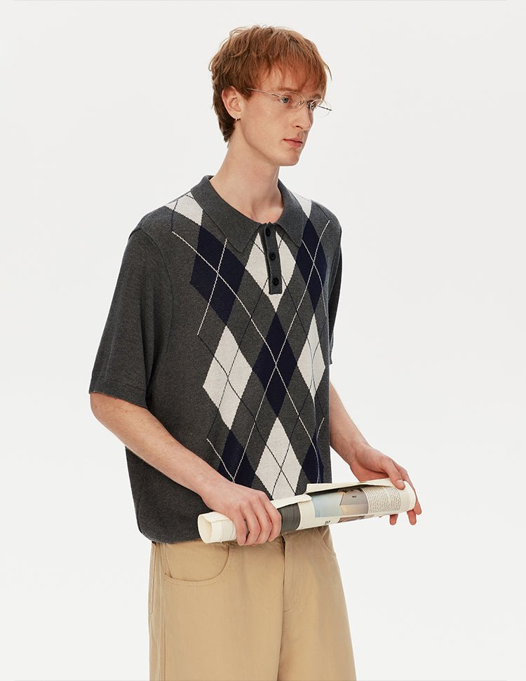 MADWITCH PREPPY DIAMOND KNIT POLO 26806 - MadWitch Store