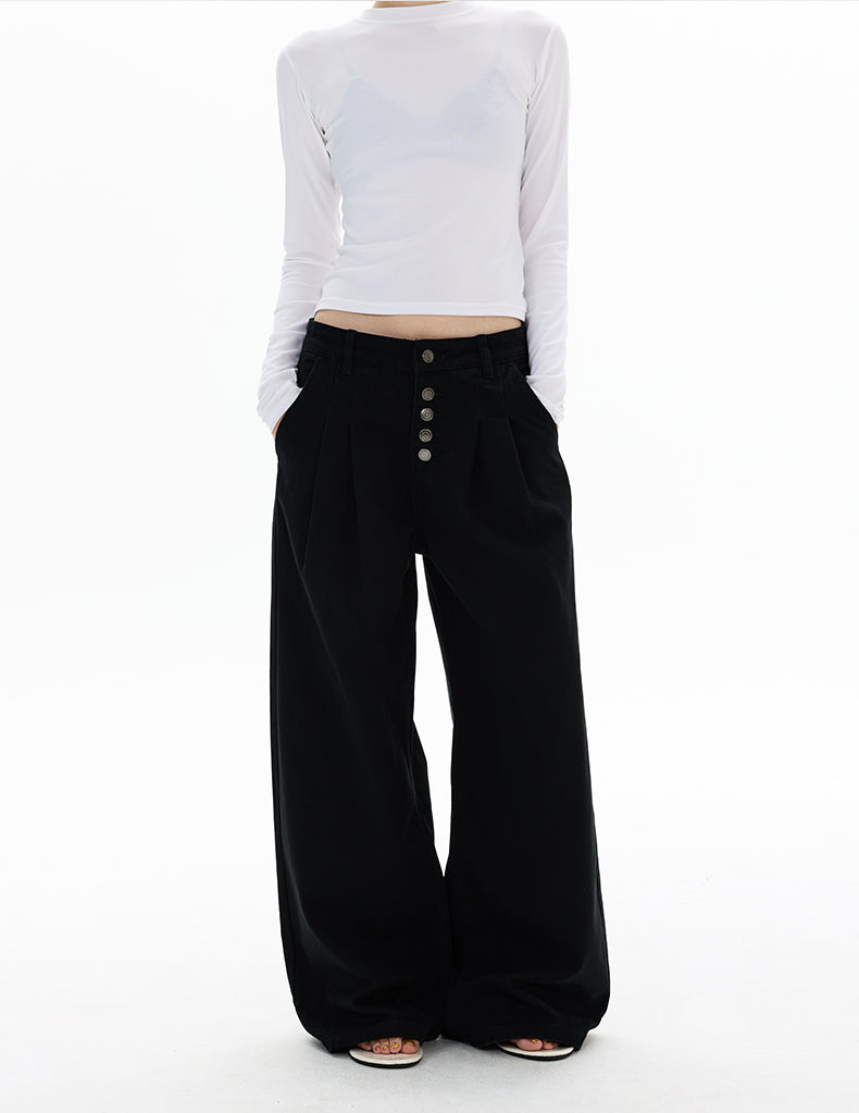 MADWITCH DOUBLE PLEAT BUTTON TROUSERS #G6935